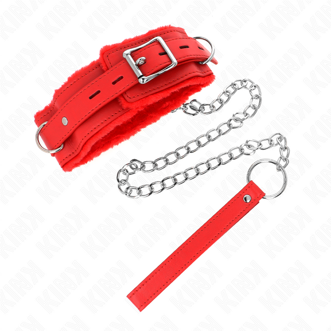 KINK - HALSBAND MIT LEINE 65 CM MIT EINSCHRÄNKUNGEN ROT 36-42 CM X 5.5 CM