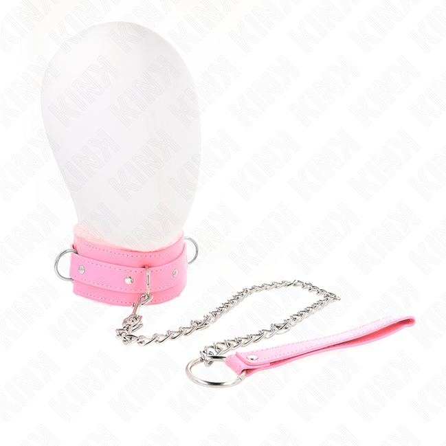 KINK - HALSBAND MIT LEINE 65 CM MIT EINSCHRÄNKUNGEN PINK 36-42 CM X 5.5 CM