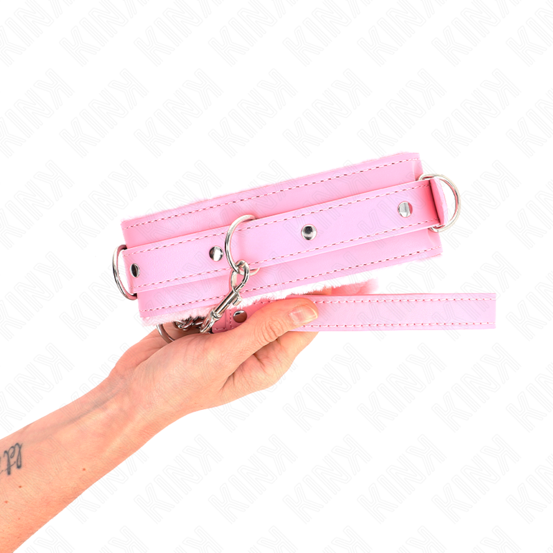 KINK - HALSBAND MIT LEINE 65 CM MIT EINSCHRÄNKUNGEN PINK 36-42 CM X 5.5 CM