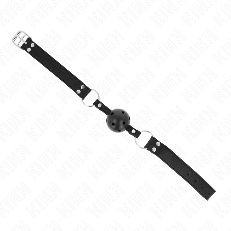 KINK - ATMUNGSAKTIVER KUGELMAULKORB 4 CM MIT DOPPELNIET MODELL 1 SCHWARZ 62,5 x 2,5 CM VERSTELLBAR 42-58 CM