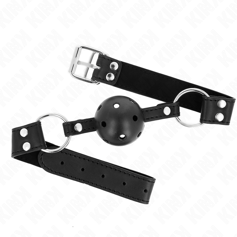 KINK - ATMUNGSAKTIVER KUGELMAULKORB 4 CM MIT DOPPELNIET MODELL 1 SCHWARZ 62,5 x 2,5 CM VERSTELLBAR 42-58 CM