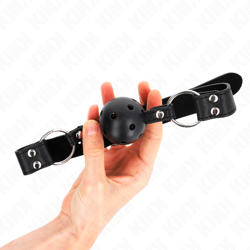 KINK - ATMUNGSAKTIVER KUGELMAULKORB 4 CM MIT DOPPELNIET MODELL 1 SCHWARZ 62,5 x 2,5 CM VERSTELLBAR 42-58 CM
