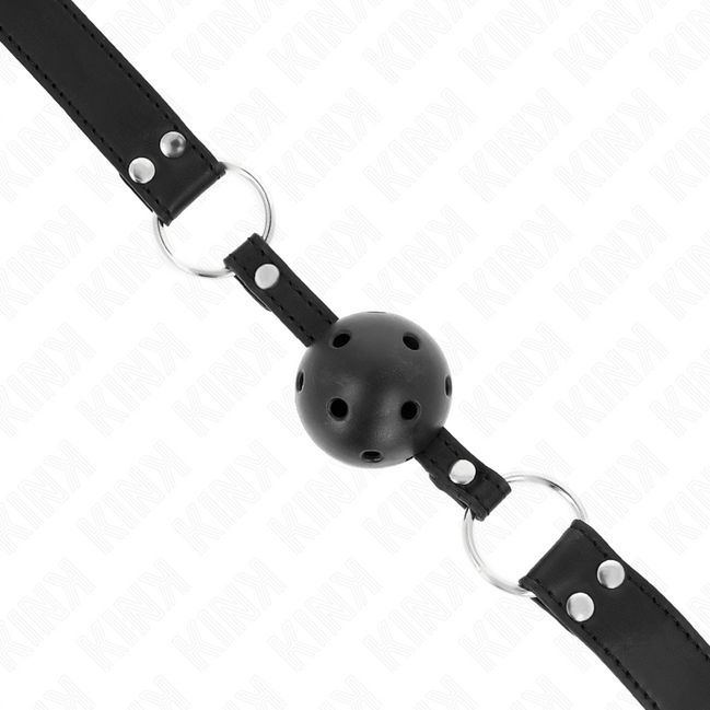 KINK - ATMUNGSAKTIVER KUGELMAULKORB 4 CM MIT DOPPELNIET MODELL 1 SCHWARZ 62,5 x 2,5 CM VERSTELLBAR 42-58 CM