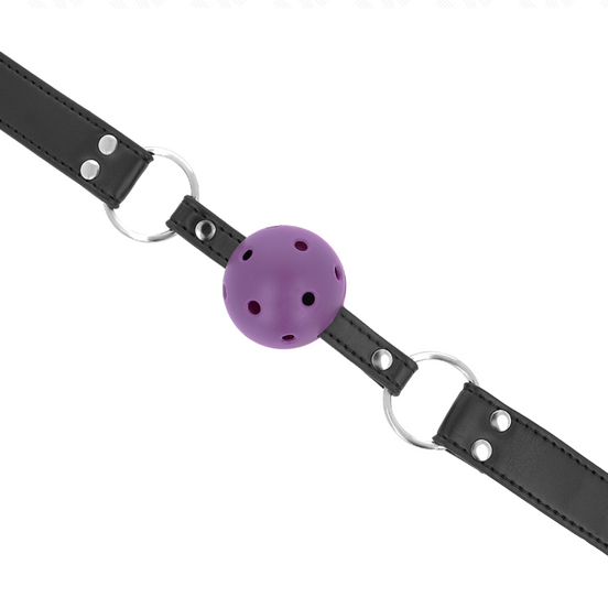 KINK - ATEMBARER BALLKNEBEL 4 CM MIT DOPPELNIETEN LILA 62,5 x 2,5 CM VERSTELLBAR 42-58 CM