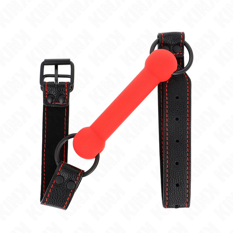 KINK - KNEBEL MIT KUNSTLEDERRIEMEN ROT VERSTELLBAR 41-57 CM