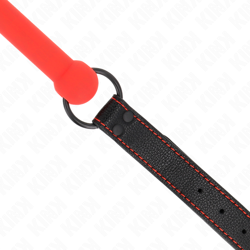KINK - KNEBEL MIT KUNSTLEDERRIEMEN ROT VERSTELLBAR 41-57 CM