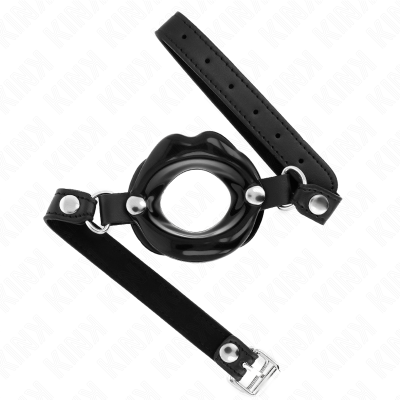 KINK – LIPPENGAG 8 CM MIT SCHWARZEM KUNSTLEDERRIEMEN 63 x 2 CM VERSTELLBAR 39-58 CM