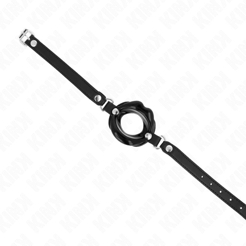 KINK – LIPPENGAG 8 CM MIT SCHWARZEM KUNSTLEDERRIEMEN 63 x 2 CM VERSTELLBAR 39-58 CM