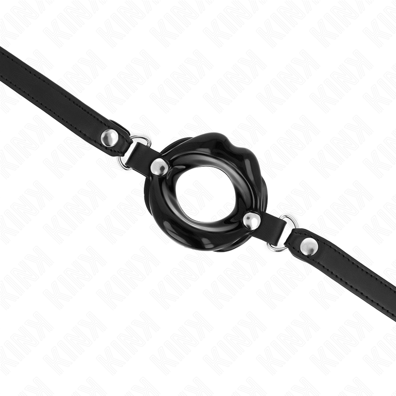 KINK – LIPPENGAG 8 CM MIT SCHWARZEM KUNSTLEDERRIEMEN 63 x 2 CM VERSTELLBAR 39-58 CM