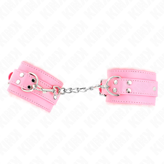 KINK - GEFÜTTERTE HANDFESSELN ROSA MIT ROSA GÜRTEL VERSTELLBAR 17-29 CM X 6 CM