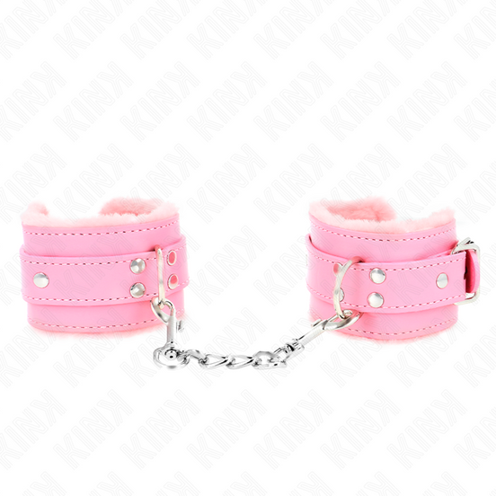 KINK - GEFÜTTERTE HANDFESSELN ROSA MIT ROSA GÜRTEL VERSTELLBAR 17-29 CM X 6 CM