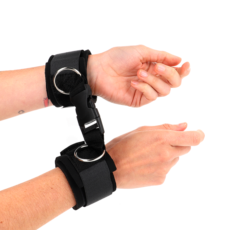 KINK - NEOPREN-HAKEN- UND SCHLAUFENVERSCHLUSS-HANDGELENKSFESSELN SCHWARZ VERSTELLBAR 22-34 CM