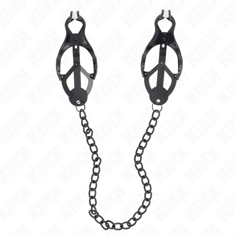 KINK - JAPANISCHE KLEEBÜGEL NIPPELKLEMMEN MIT KETTE SCHWARZ 30 CM