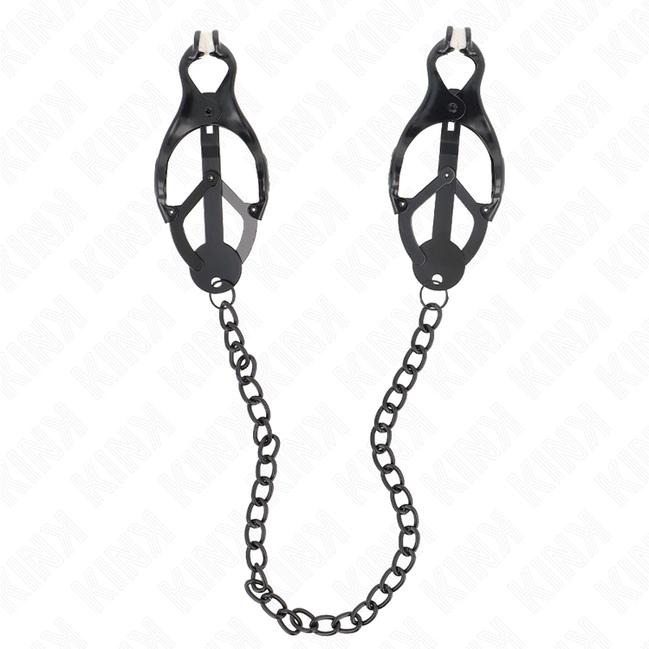 KINK - JAPANISCHE KLEEBÜGEL NIPPELKLEMMEN MIT KETTE SCHWARZ 30 CM