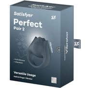 SATISFYER - PERFECT PAIR 2 MULTISensory Device 2 IN 1 PENIS RING AND FINGER STIMULATOR GREY