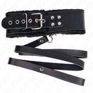 KINK – HALSKETTE MIT GÜRTEL 116 CM MIT SCHWARZEM LEDERBAND VERSTELLBAR 40-48 CM X 6 CM