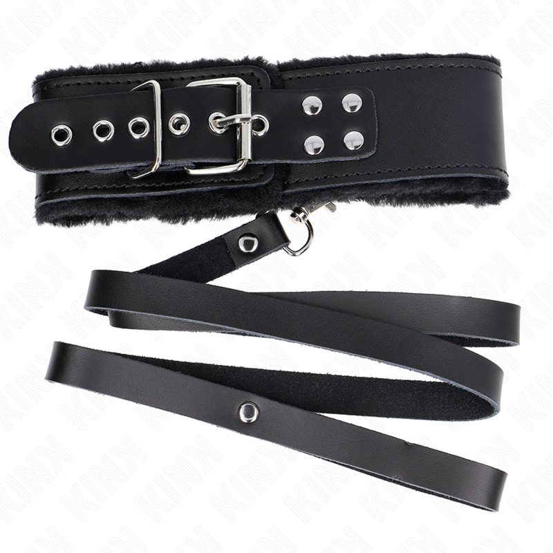 KINK – HALSKETTE MIT GÜRTEL 116 CM MIT SCHWARZEM LEDERBAND VERSTELLBAR 40-48 CM X 6 CM