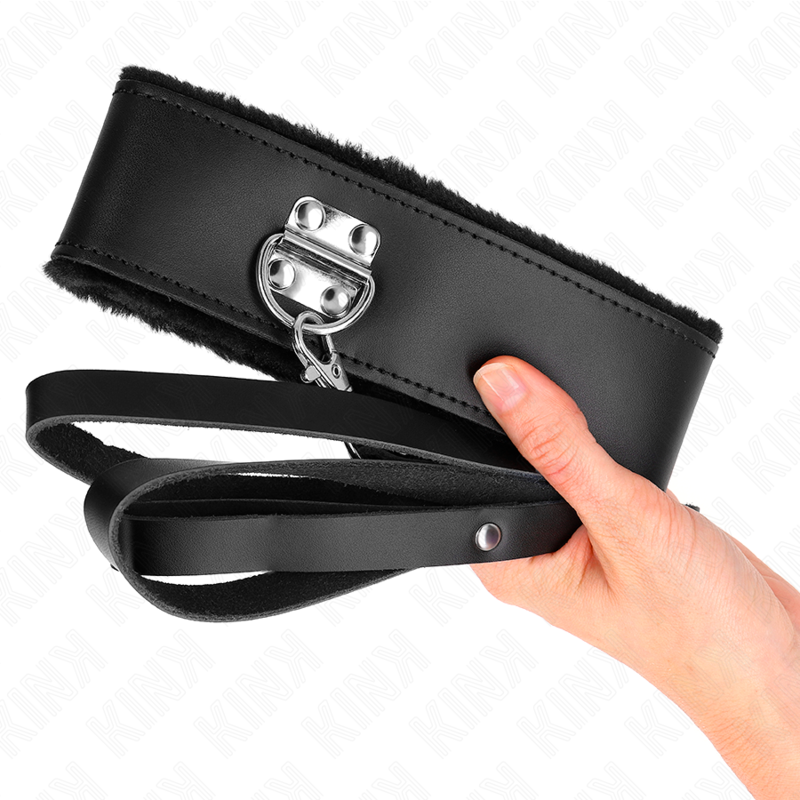 KINK – HALSKETTE MIT GÜRTEL 116 CM MIT SCHWARZEM LEDERBAND VERSTELLBAR 40-48 CM X 6 CM