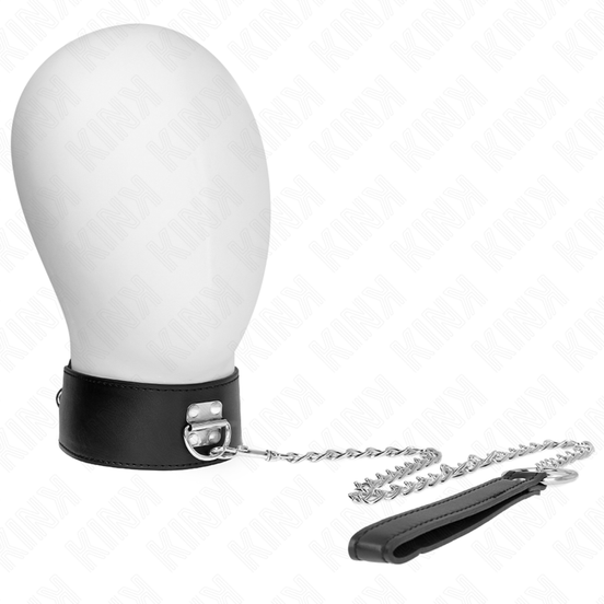 KINK – HALSKETTE MIT GÜRTEL 65 CM MIT BREITEM SCHWARZEM RIEMEN VERSTELLBAR 33,5–41 CM X 5 CM