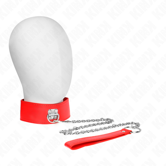 KINK - HALSKETTE MIT GÜRTEL 65 CM MIT BREITEM ROTEM RIEMEN VERSTELLBAR 33,5-41 CM X 5 CM