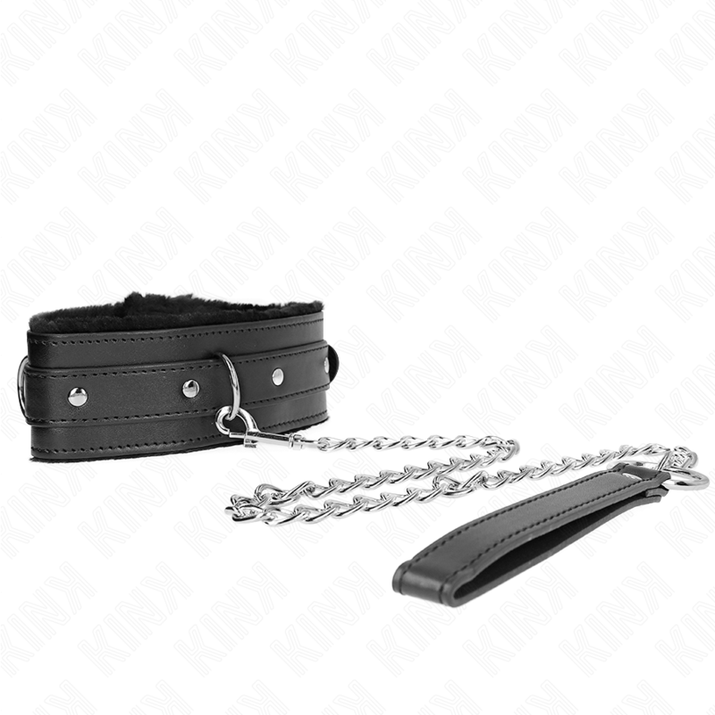 KINK - HALSBAND MIT LEINE 65 CM MIT EINSCHRÄNKUNGEN SCHWARZ 36-42 CM X 5.5 CM