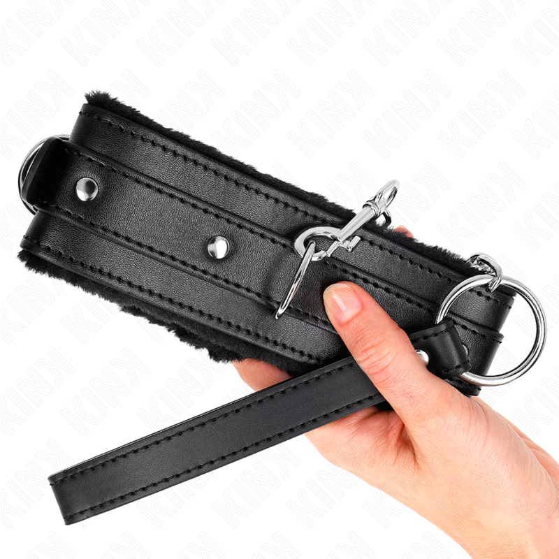 KINK - HALSBAND MIT LEINE 65 CM MIT EINSCHRÄNKUNGEN SCHWARZ 36-42 CM X 5.5 CM