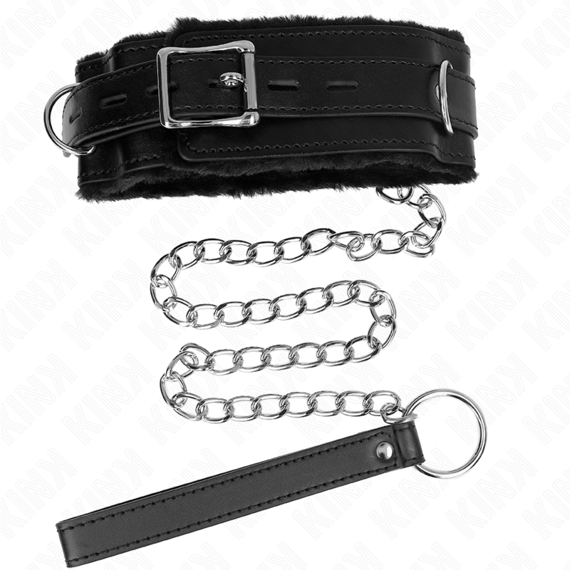 KINK - HALSBAND MIT LEINE 65 CM MIT EINSCHRÄNKUNGEN SCHWARZ 36-42 CM X 5.5 CM