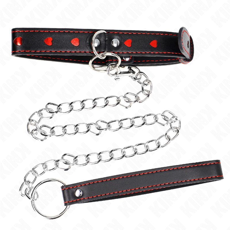 KINK - HALSKETTE MIT RIEMEN 65 CM HERZ-DETAILS 52,5 X 2,5 CM