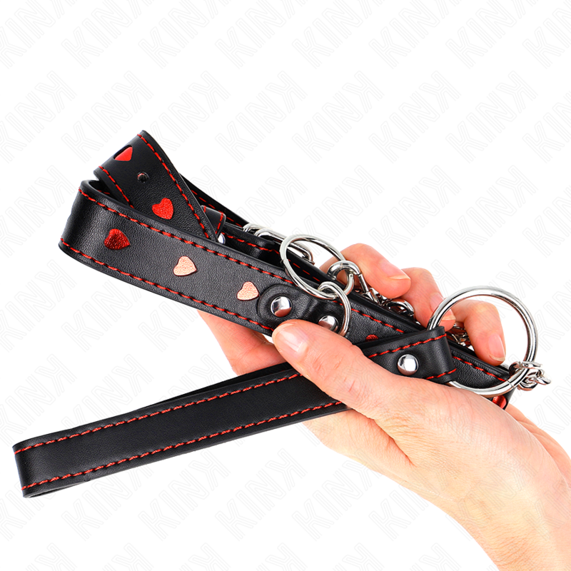 KINK - HALSKETTE MIT RIEMEN 65 CM HERZ-DETAILS 52,5 X 2,5 CM