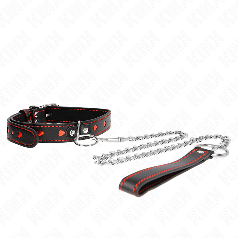 KINK - HALSKETTE MIT RIEMEN 65 CM HERZ-DETAILS 52,5 X 2,5 CM