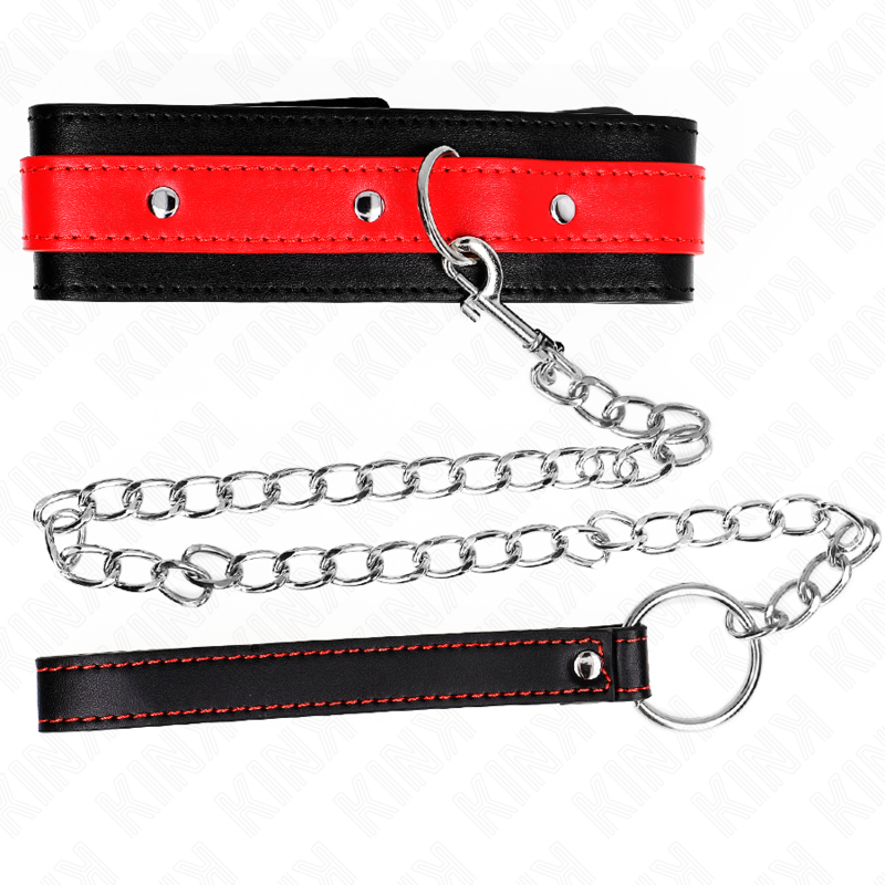 KINK - HALSKETTE MIT ROTEM RIEMEN 65 CM VERSTELLBAR 36-43 CM X 5 CM