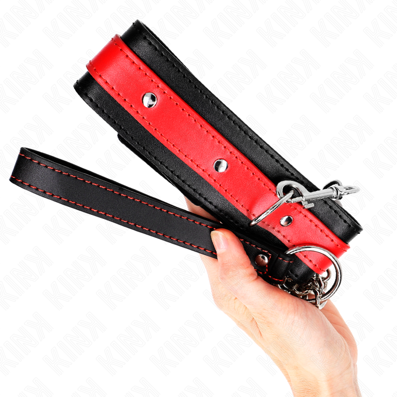 KINK - HALSKETTE MIT ROTEM RIEMEN 65 CM VERSTELLBAR 36-43 CM X 5 CM