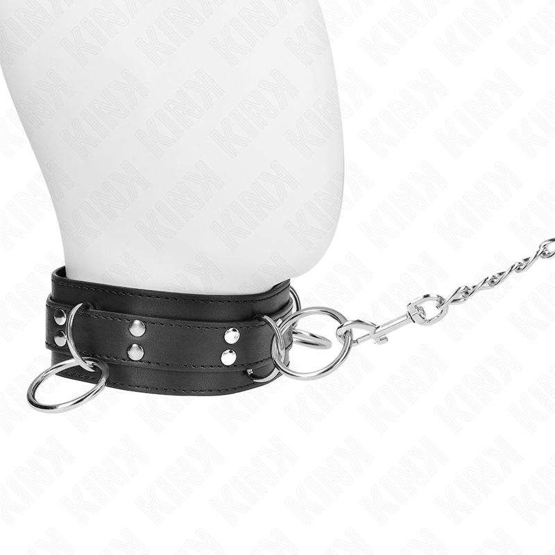 KINK - HALSBAND MIT 3 RINGEN, SKLAVEREI, MIT RIEMEN 80 CM 53 X 5 CM