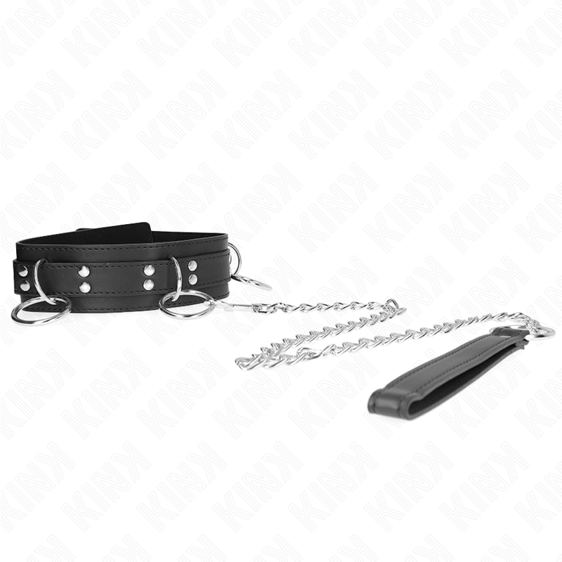 KINK - HALSBAND MIT 3 RINGEN, SKLAVEREI, MIT RIEMEN 80 CM 53 X 5 CM