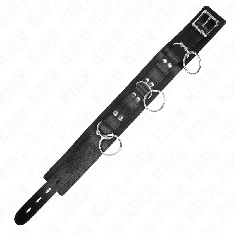 KINK - HALSBAND MIT 3 RINGEN, SKLAVEREI, MIT RIEMEN 80 CM 53 X 5 CM