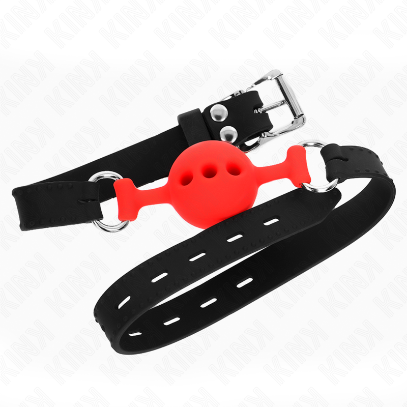 KINK - VOLLSILIKON-KNEBEL 55 x 2 CM MIT 4 CM KUGELGRÖSSE S ROT VERSTELLBAR 35-51 CM