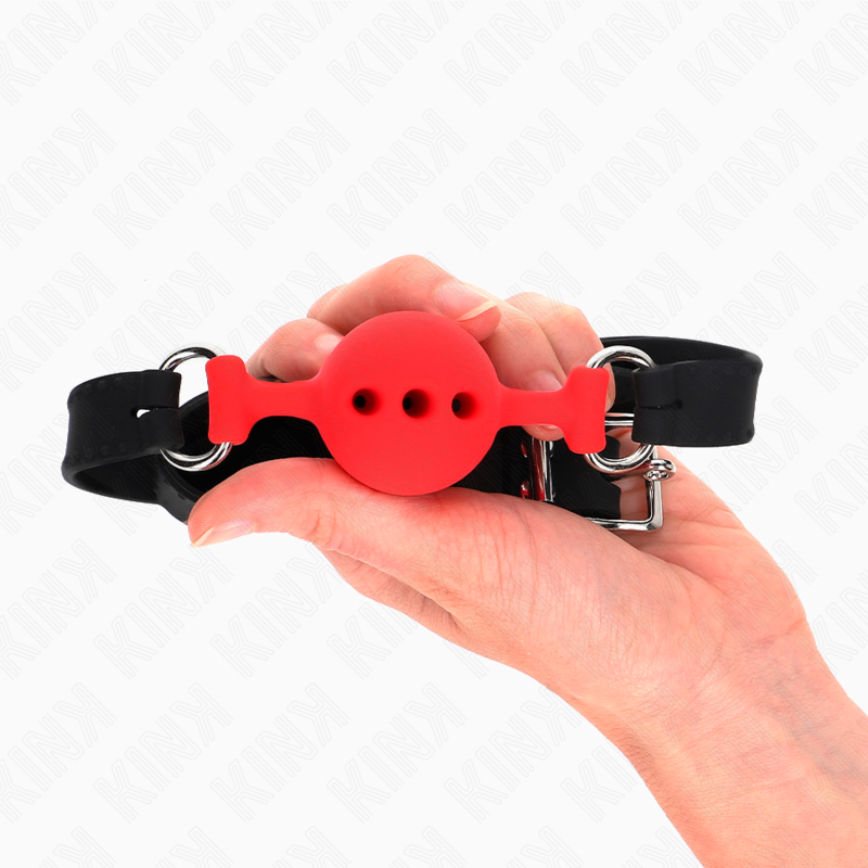 KINK - VOLLSILIKON-KNEBEL 55 x 2 CM MIT 4 CM KUGELGRÖSSE S ROT VERSTELLBAR 35-51 CM