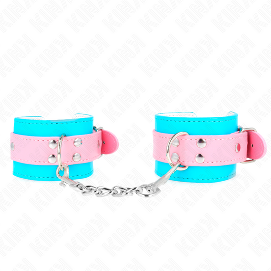 KINK - CUTE HANDFESSELN BLAU / ROSA VERSTELLBAR 16-28 CM X 5 CM