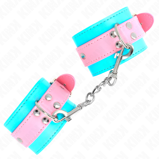 KINK - CUTE HANDFESSELN BLAU / ROSA VERSTELLBAR 16-28 CM X 5 CM