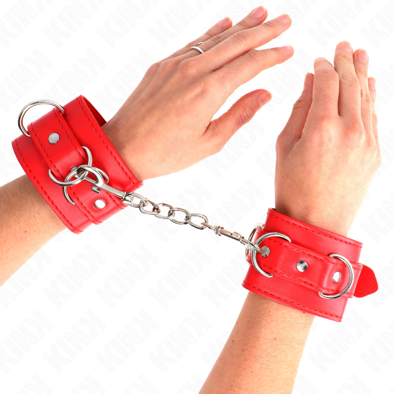 KINK - 3 D-RING HANDFESSELN VERSTELLBAR ROT 17,5-25 CM X 6 CM