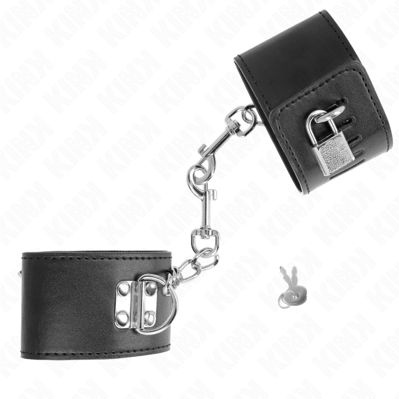 KINK - HANDGELENKFESSELN MIT VORHÄNGESCHLOSS SCHWARZ VERSTELLBAR 16-23 CM X 5.5 CM