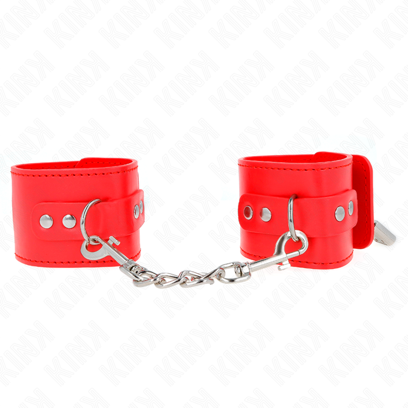 KINK - HANDGELENKMANSCHETTEN MIT VORHANGSCHLOSS VERSCHLUSS ROT VERSTELLBAR 16-23 CM X 5.5 CM