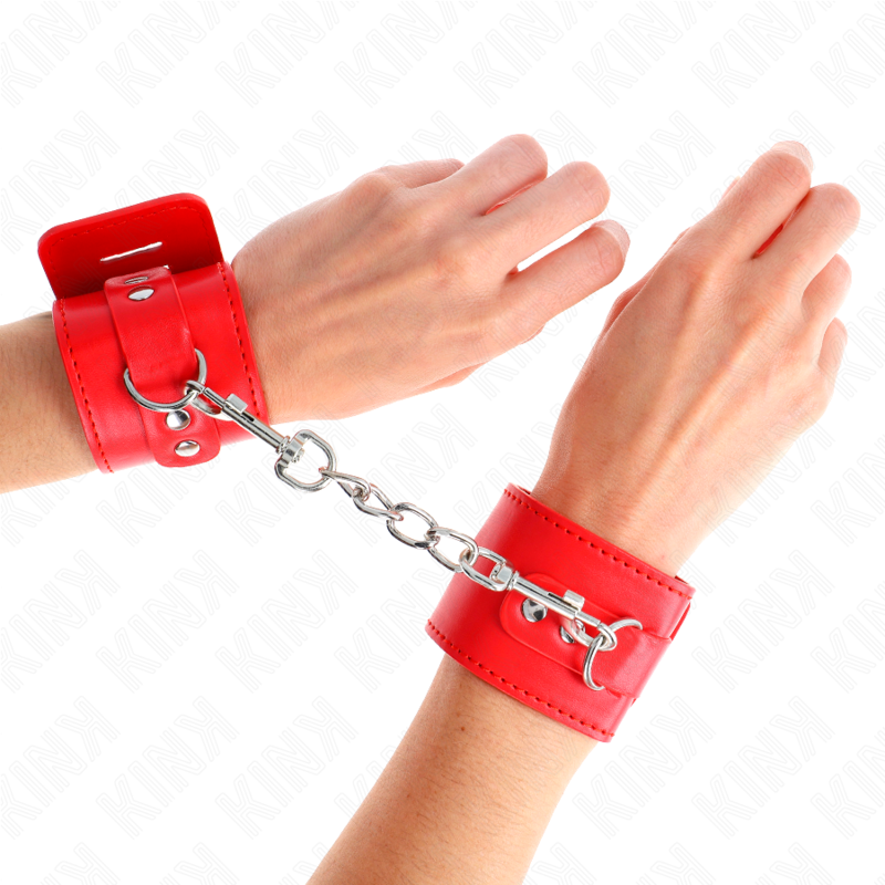 KINK - HANDGELENKMANSCHETTEN MIT VORHANGSCHLOSS VERSCHLUSS ROT VERSTELLBAR 16-23 CM X 5.5 CM