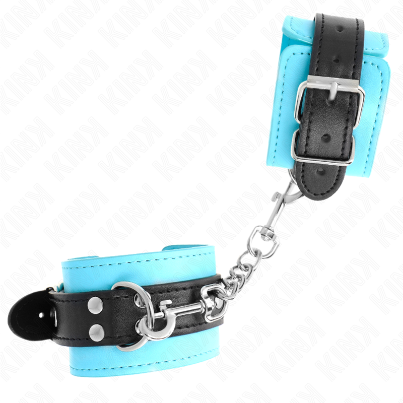 KINK - HAKEN-HANDGELENKFESSELN BLAU FELLGEFÜTTERT VERSTELLBAR 20-28 CM X 5.5 CM