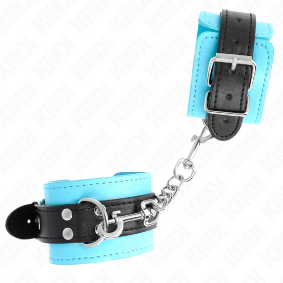 KINK - HAKEN-HANDGELENKFESSELN BLAU FELLGEFÜTTERT VERSTELLBAR 20-28 CM X 5.5 CM