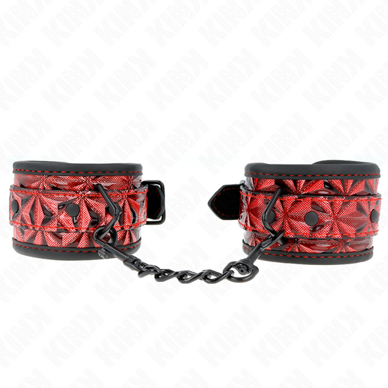 KINK - HANDGELENKFESSELN MIT DIAMANTENMUSTER DUNKELROT VERSTELLBAR 17-26 CM X 5.5 CM