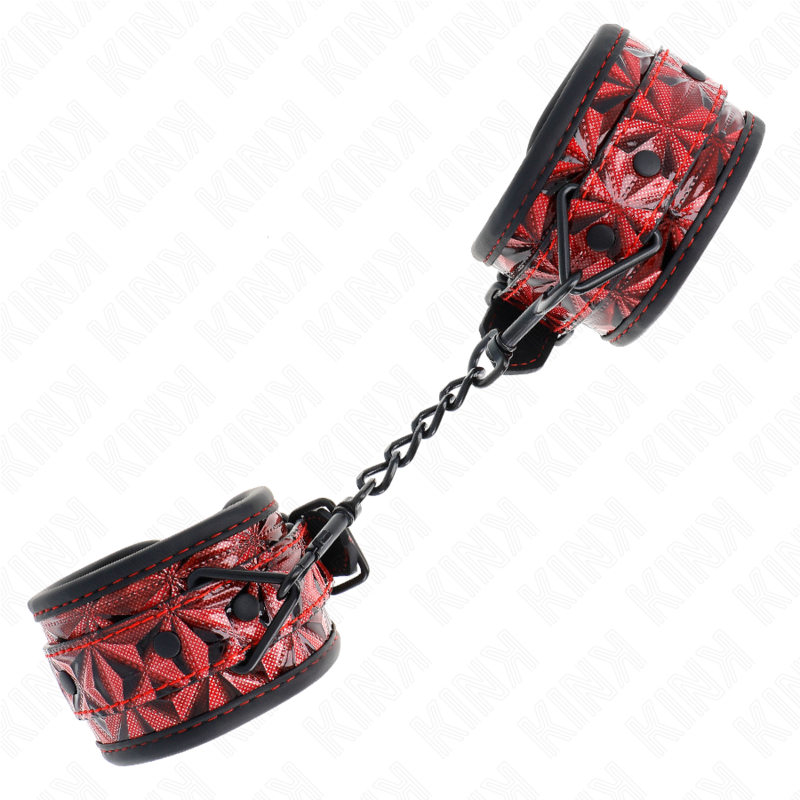 KINK - HANDGELENKFESSELN MIT DIAMANTENMUSTER DUNKELROT VERSTELLBAR 17-26 CM X 5.5 CM