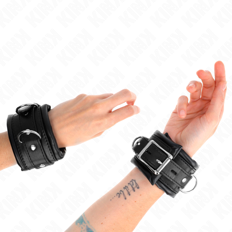 KINK - SCHWERE HANDSCHELLEN MIT SCHWARZEM FELLFUTTER VERSTELLBAR 20-30 CM X 6 CM