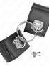 KINK - Feste Handgelenksfesseln mit Ring und Vorhängeschloss, Schwarz, verstellbar 16-23 cm x 5,5 cm