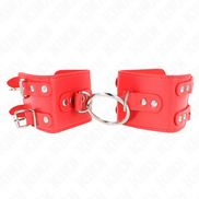KINK - FIXIERTE HANDGELENKSFESSELN MIT RING UND NIETEN VERSTELLBAR ROT 17-22 CM X 6.5 CM